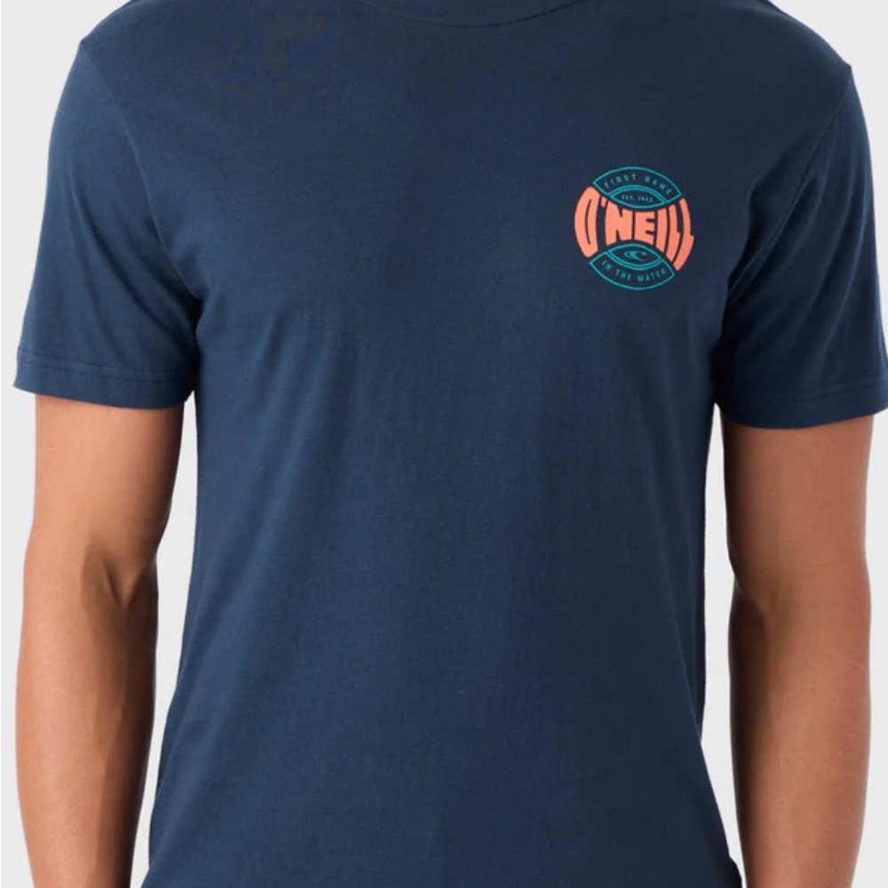 NWT O'Neill Navy Blue Coin Flip Tee with Logo Graphic Men’s S